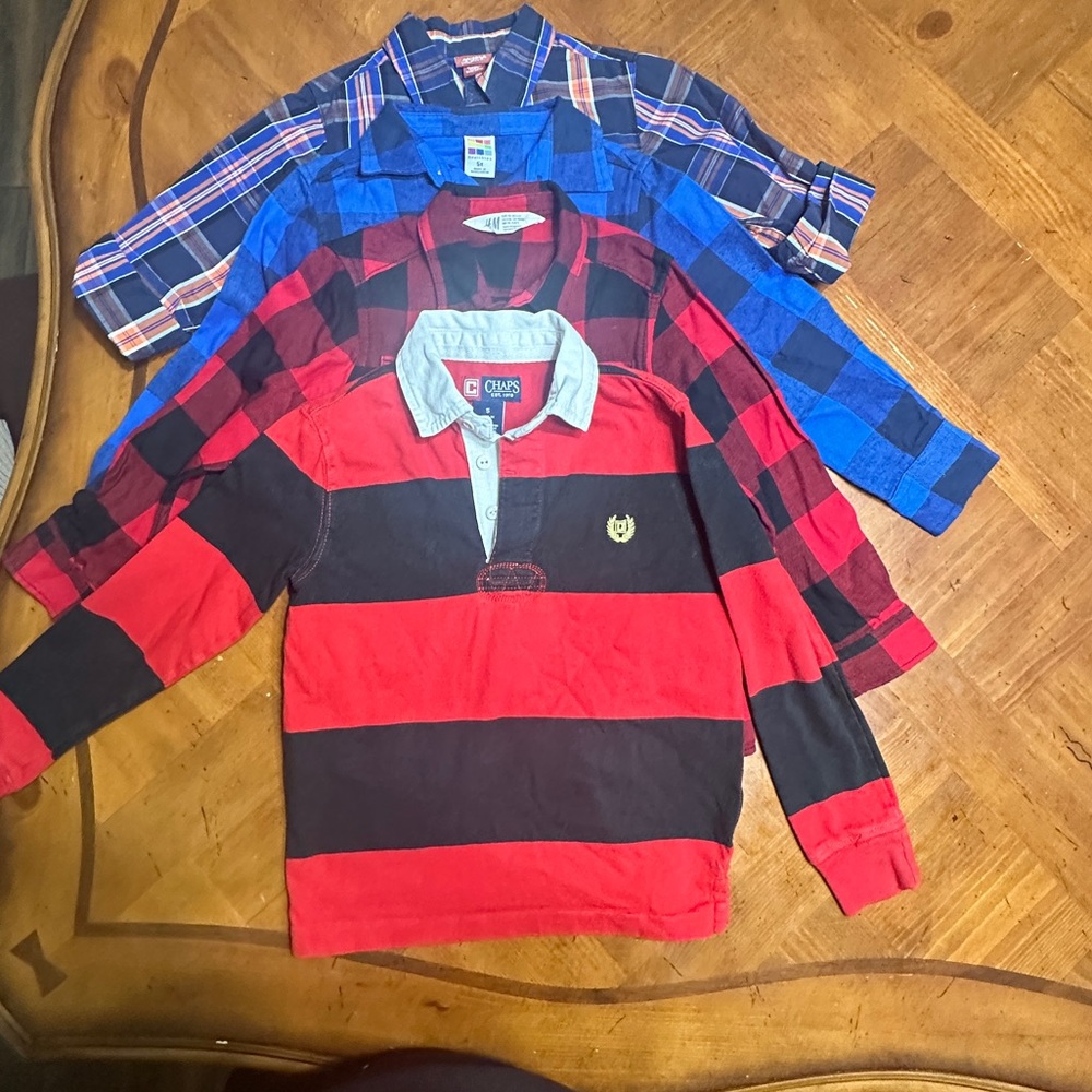 Boys long plaid Bundle shirts size 5